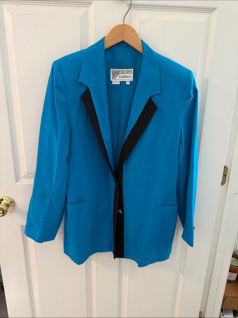 Gallery Turquoise Blazer with Black Trim